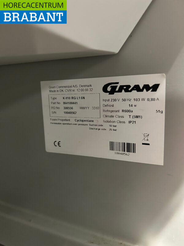 RVS Gram Koelkast koeling 346 liter 230V Horeca - Afbeelding 5