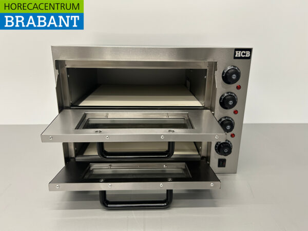 RVS Dubbele Pizzaoven oven 2 x 40 cm steen 230V Horeca - Afbeelding 4