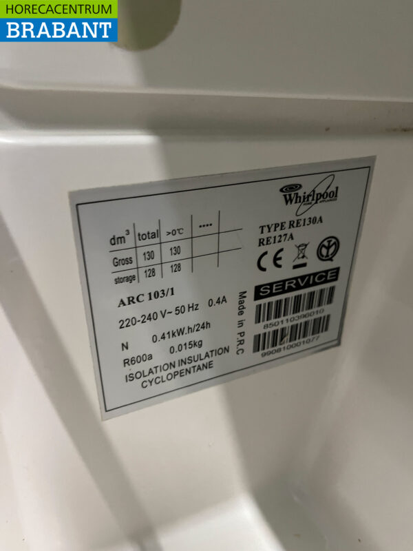 Whirpool Koelkast Koeling 130 liter 230V Horeca - Afbeelding 5