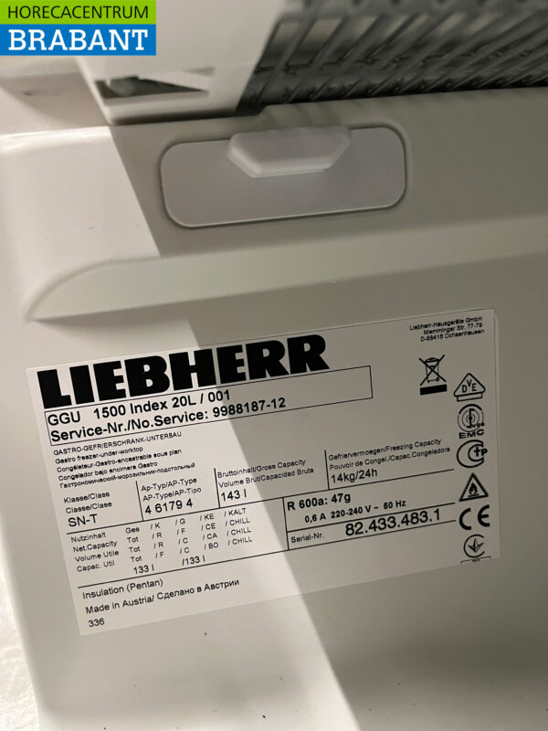 Liebherr Premium Vrieskast Vriezer 143 liter 230V Horeca - Afbeelding 8