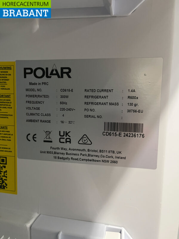 Polar Vrieskast Vriezer 469 liter 230V Horeca - Afbeelding 7