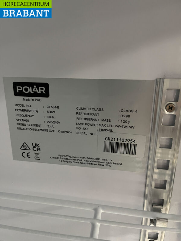 Polar GE581 Glasdeurkoeling Koelkast Glazen deur 950 liter 230V Horeca - Afbeelding 5