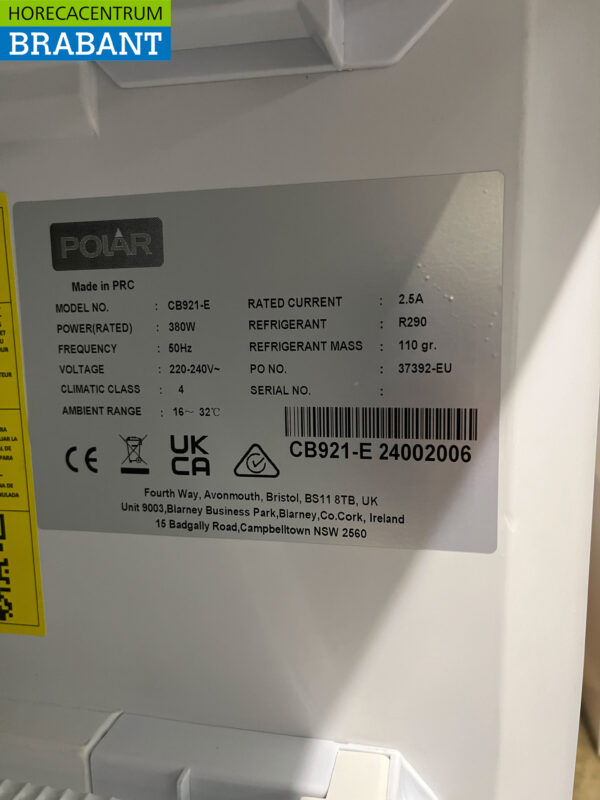 Polar CB921 Dubbeldeurs glasdeurvrieskast Vrieskast 365 liter 230V Horeca - Afbeelding 7