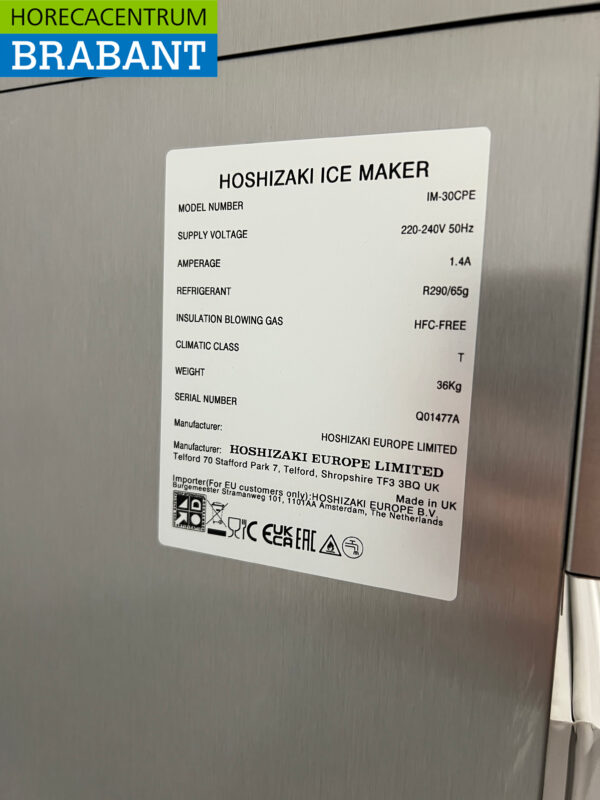 RVS Hoshizaki IM-30CPE met 11,5 kg bunker Produceert 30 kg per dag 230V Horeca - Afbeelding 7