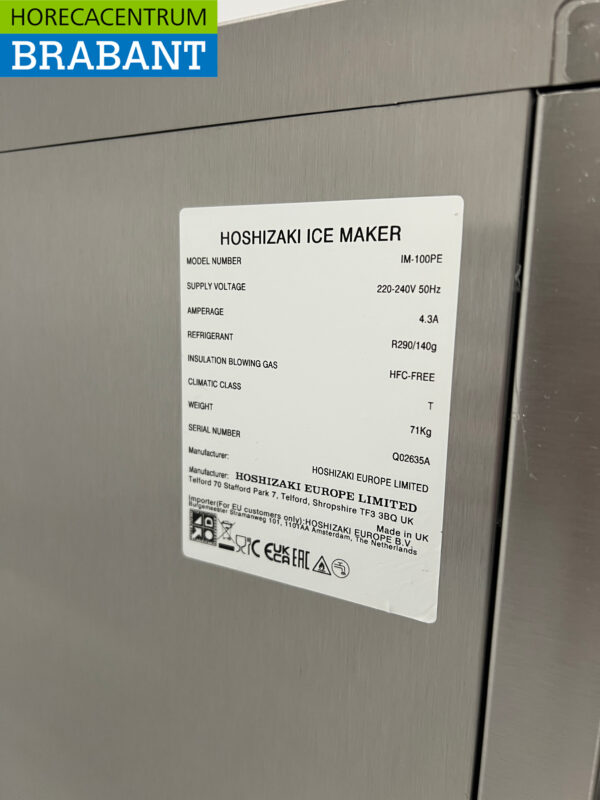 RVS Hoshizaki IM-100PE met 50 kg bunker Produceert 104 kg per dag 230V Horeca - Afbeelding 7