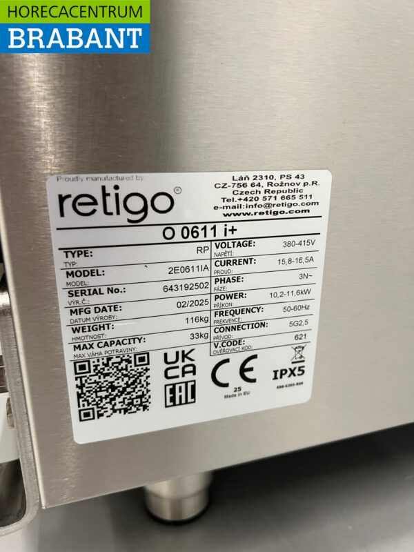 Retigo RVS Combisteamer Steamer 7 x 1/1 gastronorm GN 400V Horeca - Afbeelding 10