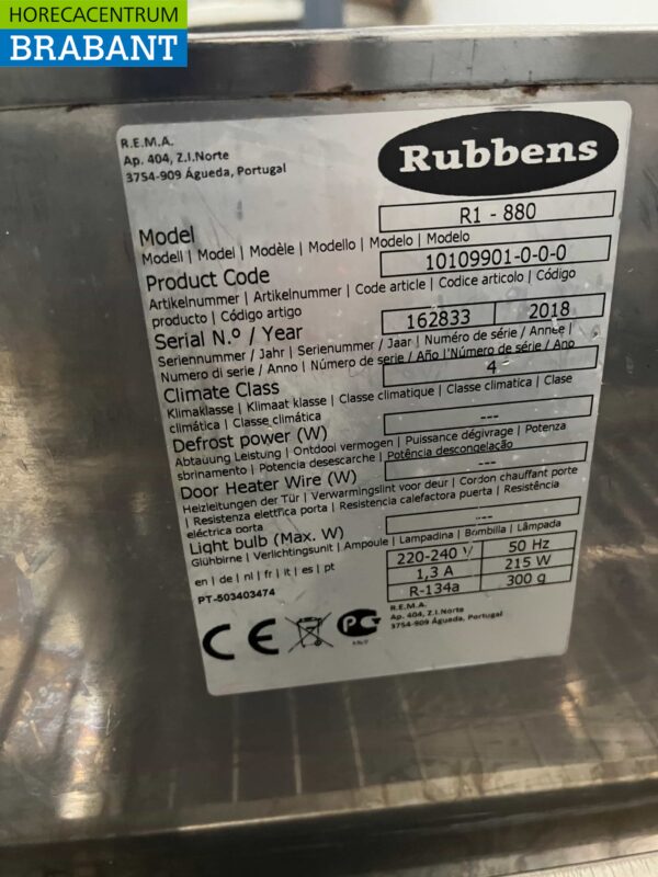 RVS Rubbens Koelwerkbank Saladette 2 deuren 88 cm 230V Horeca - Afbeelding 6