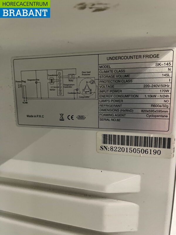 Scancool SK-145 RVS Koelkast Koeling 145 liter 230V Horeca - Afbeelding 5
