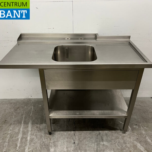 RVS Aanvoertafel tbv doorschuifvaatwasser 125,5 cm Horeca