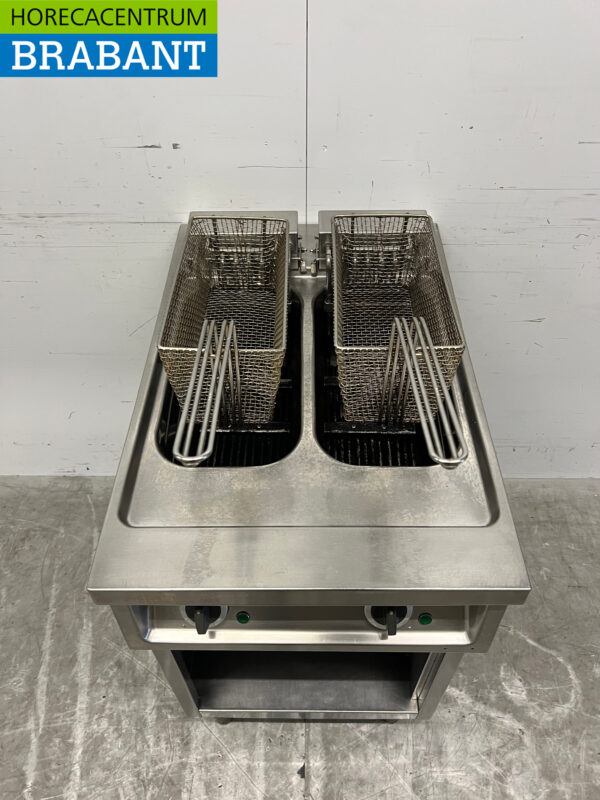 RVS Dubbele Friteuse frituur 2 x 14 liter 400V Horeca - Afbeelding 4