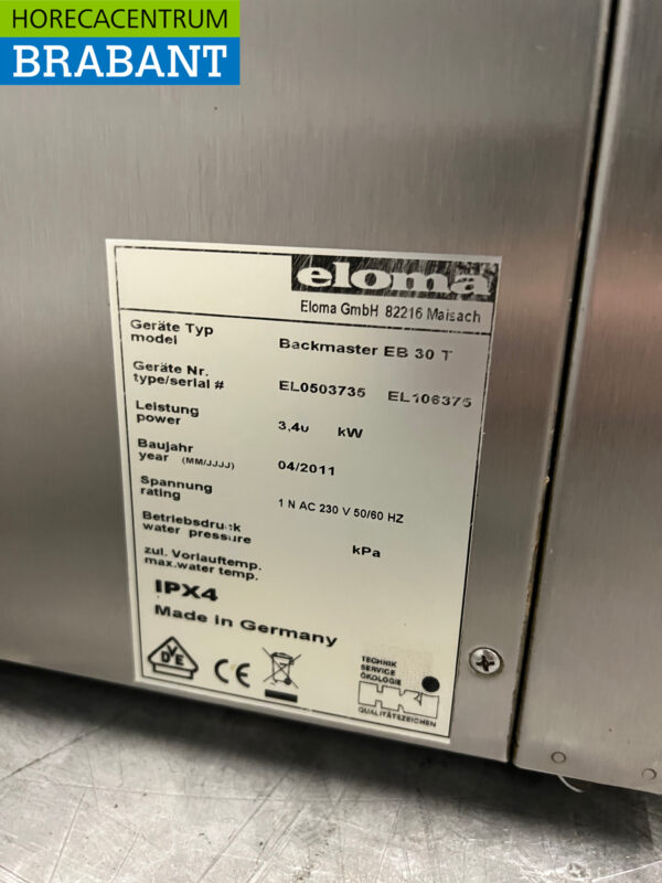 RVS Heteluchtoven Oven Eloma EB 30 T 230V Horeca - Afbeelding 6