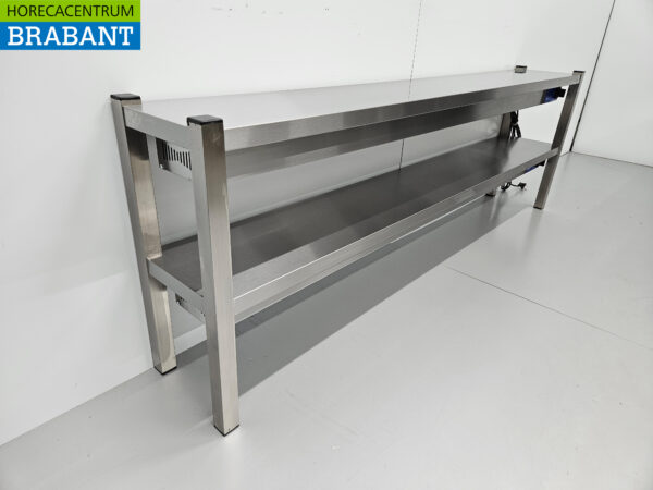 RVS Dubbele Warmtebrug Warmhoudbrug Verwarmde Etagere Premium-line 200 cm Horeca - Afbeelding 3