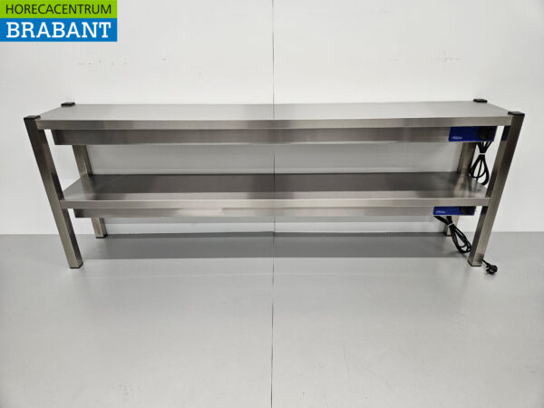 RVS Dubbele Warmtebrug Warmhoudbrug Verwarmde etagère Premium-line 180 cm Horeca