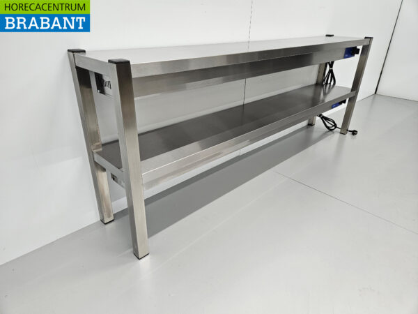 RVS Dubbele Warmtebrug Warmhoudbrug Verwarmde etagère Premium-line 180 cm Horeca - Afbeelding 3