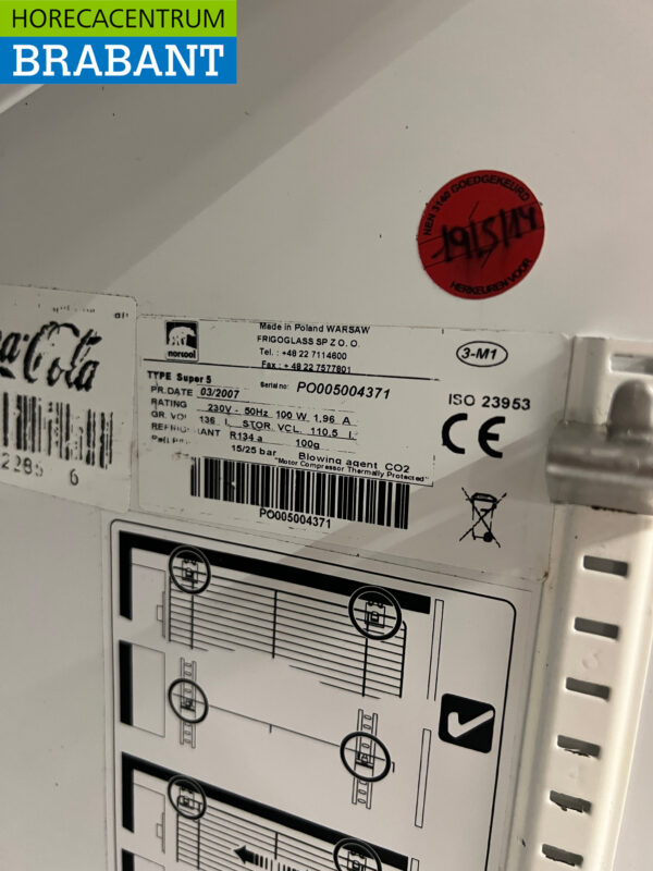 Coca Cola Glasdeurkoeling Koelkast 136 liter 230V Horeca - Afbeelding 5