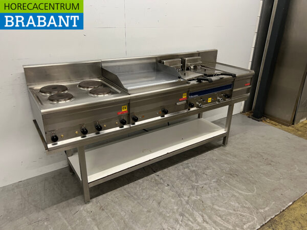 RVS Lotus Baklijn 4 pits, Bakplaat en dubbele friteuse 2 x 10 liter 212 cm 400V Horeca - Afbeelding 3