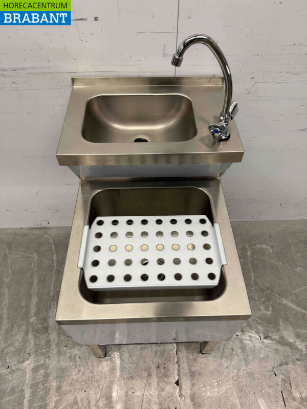 RVS Dubbele Wasbak Spoelbak Uitgietbak combi Kraan 50 cm Horeca - Afbeelding 4