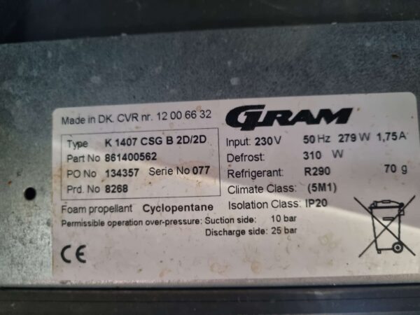 RVS Gram Koelwerkbank 4 laden 129 cm 230V Horeca - Afbeelding 6