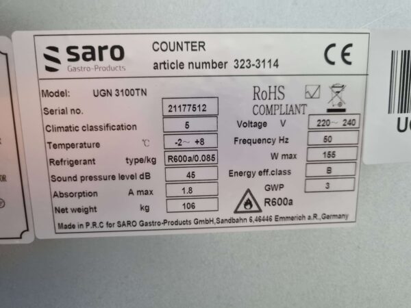 RVS Saro Onderbouw Koelwerkbank 3 deuren 179,5 cm 230V Horeca - Afbeelding 7