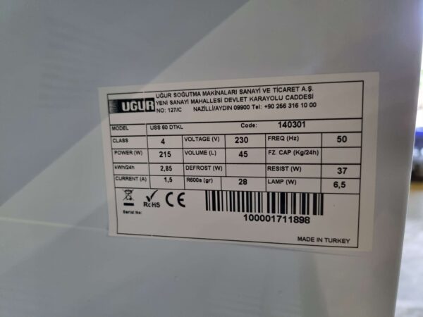 Ugur Glasdeurkoeling Koelkast Drankkoelkast Glazen deur 45 liter 230V Horeca - Afbeelding 4