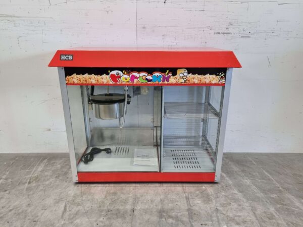 Popcornmachine Popcorn machine met warmhoudvitrine 230V Braderie Markt Horeca