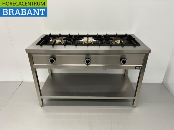 HCB RVS Pannenkoekenfornuis 3 branders 3 x 8 kW 129 cm GAS Horeca