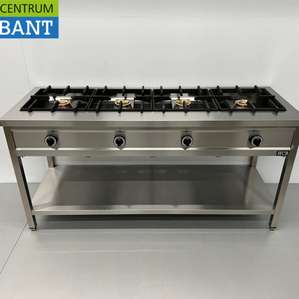 HCB RVS Pannenkoekenfornuis 4 branders 4 x 8 kW 168,5 cm GAS Horeca