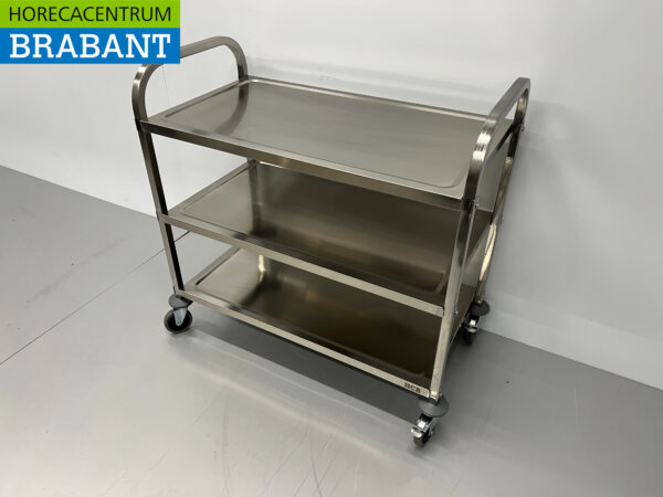 RVS Serveerwagen Dienwagen 3 lagen 95 cm Horeca - Afbeelding 3