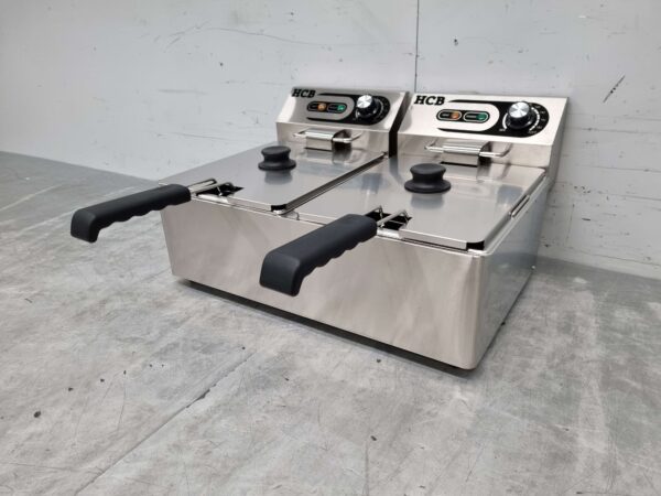 RVS Dubbele Friteuse Frituur 2 x 6 liter 230V Horeca - Afbeelding 3