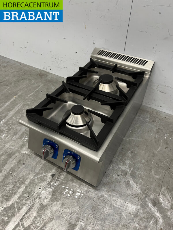 RVS 2 pits Opzet Fornuis gasfornuis 40 cm Horeca - Afbeelding 2
