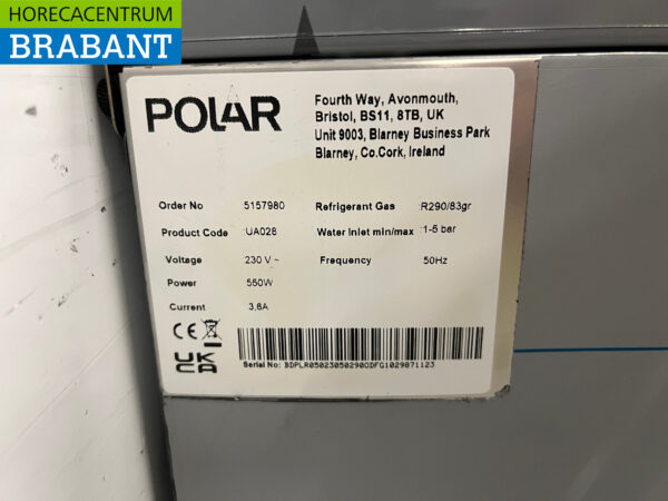 RVS Polar UA028 met 28 kg bunker Produceert 47 kg per dag 230V Horeca - Afbeelding 7