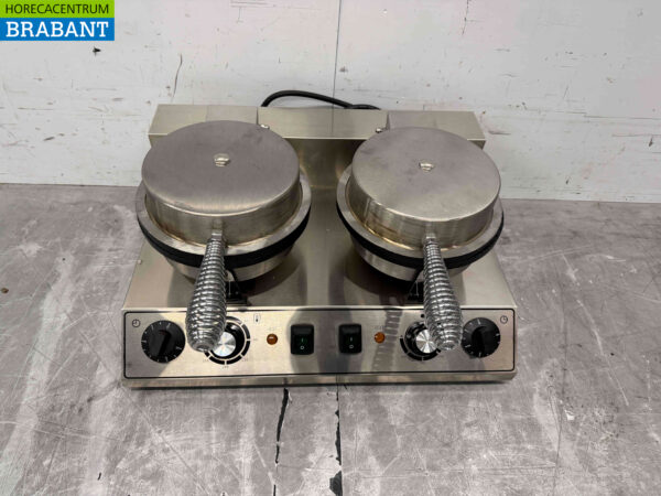 RVS Dubbel Wafelijzer met timer stroopwafel ijshoorn 230V Horeca