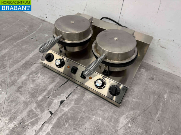 RVS Dubbel Wafelijzer met timer stroopwafel ijshoorn 230V Horeca - Afbeelding 3