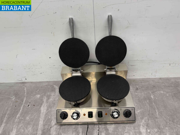 RVS Dubbel Wafelijzer met timer stroopwafel ijshoorn 230V Horeca - Afbeelding 4