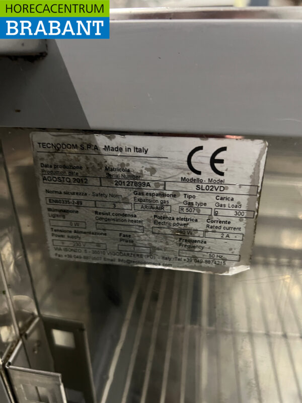 RVS Tecnodom Koelwerkbank Saladette 2 deuren 90,5 cm 230V Horeca - Afbeelding 6