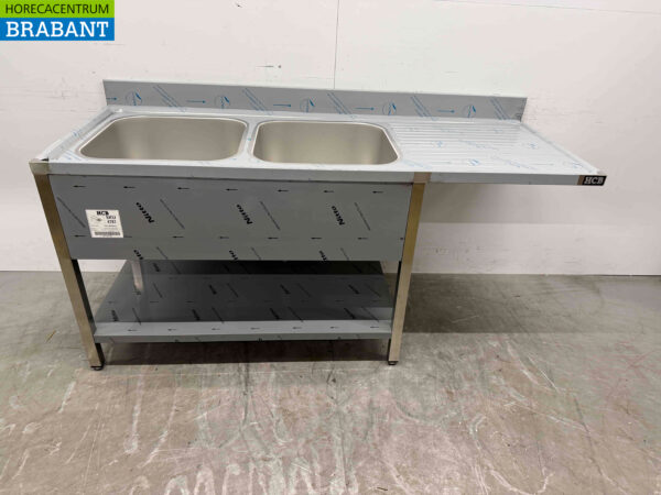 RVS Spoeltafel dubbele spoelbakken Premium-line 160 cm Horeca