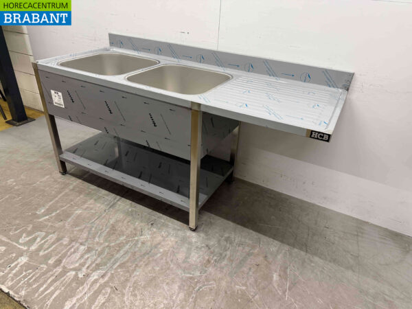 RVS Spoeltafel dubbele spoelbakken Premium-line 160 cm Horeca - Afbeelding 3