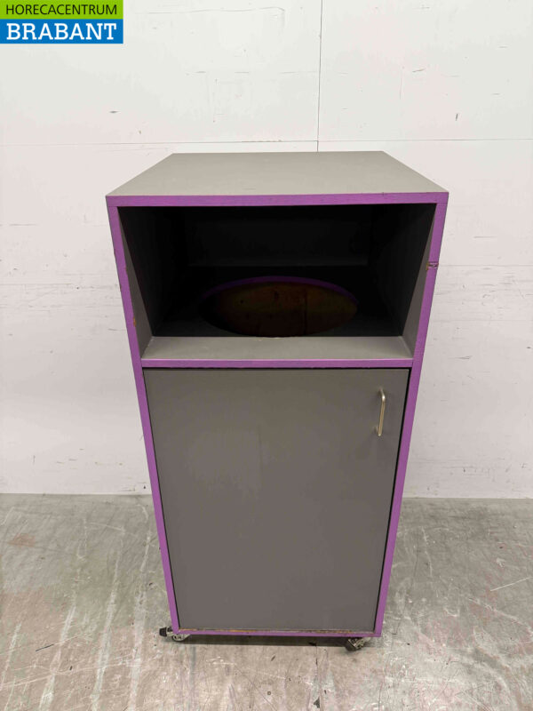 Verrijdbare houten Prullenbak Vuilnisbak 59 cm Horeca