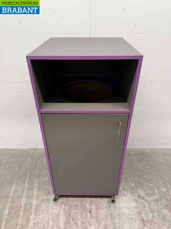 Verrijdbare houten Prullenbak Vuilnisbak 59 cm Horeca - Afbeelding 5