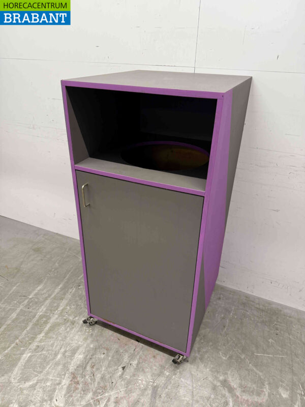Verrijdbare houten Prullenbak Vuilnisbak 59 cm Horeca - Afbeelding 3