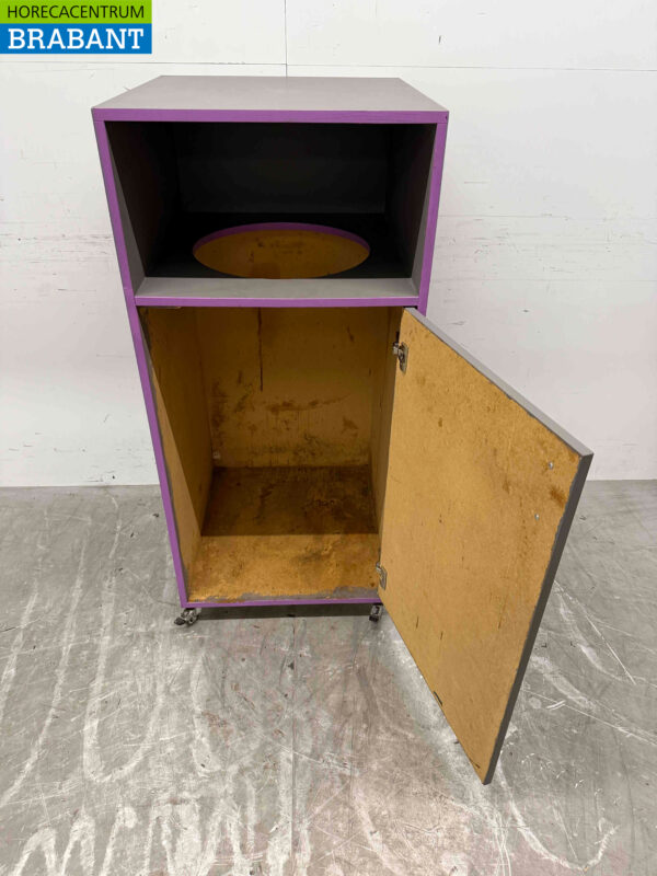 Verrijdbare houten Prullenbak Vuilnisbak 59 cm Horeca - Afbeelding 4