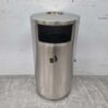 Combisteel Geborsteld RVS Prullenbak afvalbak met asbak 72,5 ltr Horeca