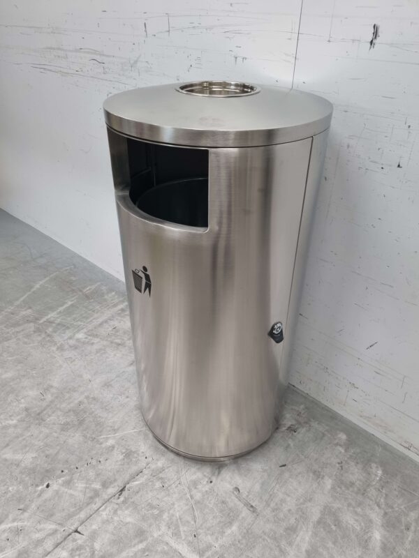 Combisteel Geborsteld RVS Prullenbak afvalbak met asbak 72,5 ltr Horeca - Afbeelding 2