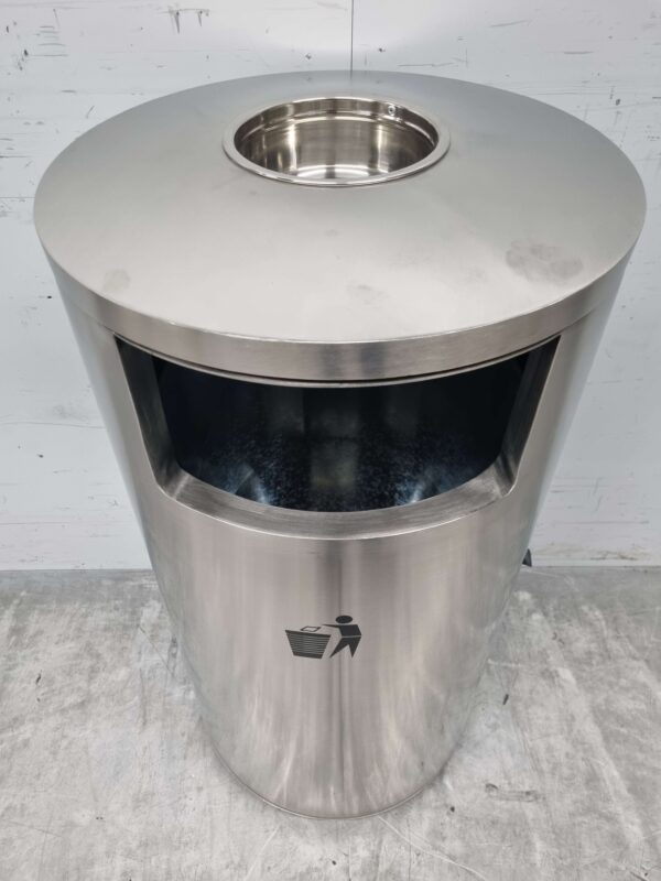 Combisteel Geborsteld RVS Prullenbak afvalbak met asbak 72,5 ltr Horeca - Afbeelding 5