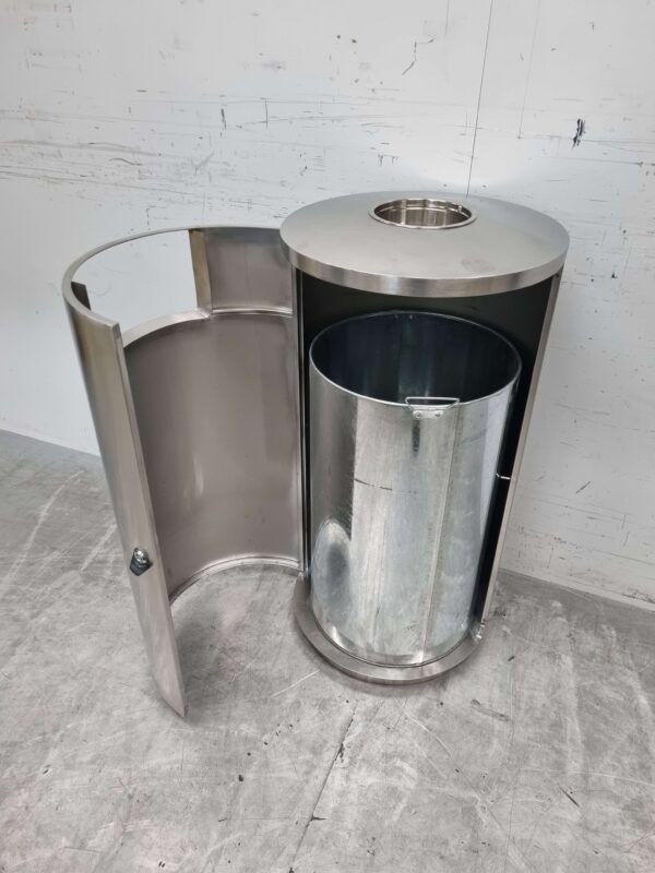 Combisteel Geborsteld RVS Prullenbak afvalbak met asbak 72,5 ltr Horeca - Afbeelding 4