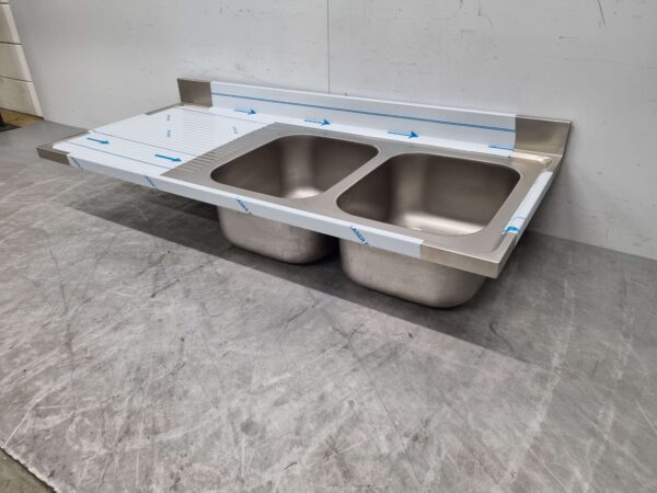 RVS Spoelblad Dubbele spoelbakken 160 x 70 cm Horeca - Afbeelding 2