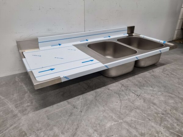 RVS Spoelblad Dubbele spoelbakken 160 x 70 cm Horeca - Afbeelding 3