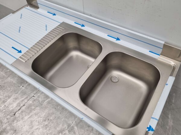 RVS Spoelblad Dubbele spoelbakken 160 x 70 cm Horeca - Afbeelding 4