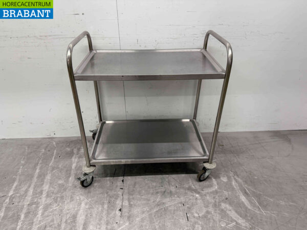RVS Serveerwagen serveertrolley 2 lagen 85 cm Horeca