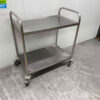 RVS Serveerwagen serveertrolley 2 lagen 85 cm Horeca - Afbeelding 2